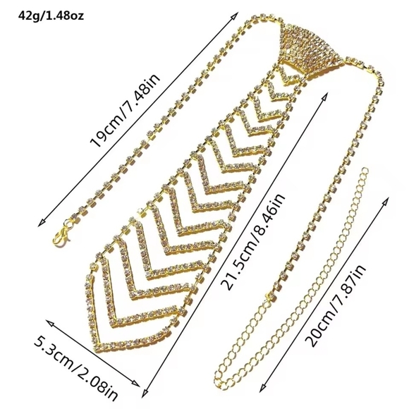 Anthropologie Gold Chevron Lariat Necklace - Picture 4 of 4